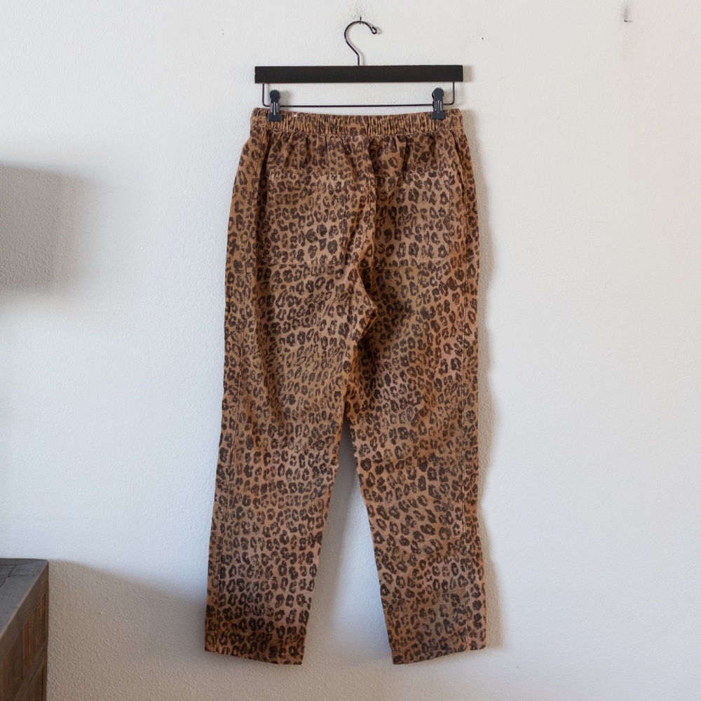 Pilcro The Cottage Pant Small Brown Pull On Corduroy Leopard Print Elastic Waist - Picture 5 of 6